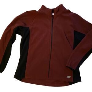 Y2K Reebok Fleece Jacket Men XL Full Zip Pocket Burgundy Black Athleisure Pocket